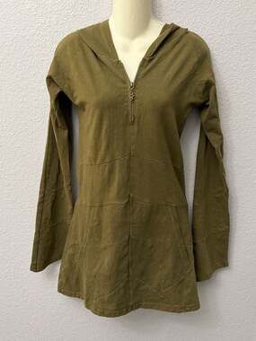 Nomads Hemp Wear Olive Green Hemp and Organic Cotton Hooded Tunic Dress